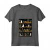 Donna Black Cat Estetica Libro Biblioteca Vintage Cactus Tropicale Maglietta con Collo a V - Regalo Unico per Natale e Halloween - Stile Retro Boho
