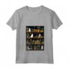 Donna Black Cat Estetica Libro Biblioteca Vintage Cactus Tropicale Maglietta con Collo a V - Regalo Unico per Natale e Halloween - Stile Retro Boho