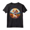 Simpatico Cucciolo di Cane Americano Foxhound Flower Mountain Tramonto Maglietta - Regalo Unico per Amanti dei Cani e della Natura