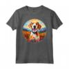 Simpatico Cucciolo di Cane Americano Foxhound Flower Mountain Tramonto Maglietta - Regalo Unico per Amanti dei Cani e della Natura