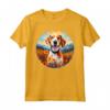 Simpatico Cucciolo di Cane Americano Foxhound Flower Mountain Tramonto Maglietta - Regalo Unico per Amanti dei Cani e della Natura