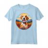 Simpatico Cucciolo di Cane Americano Foxhound Flower Mountain Tramonto Maglietta - Regalo Unico per Amanti dei Cani e della Natura