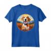 Simpatico Cucciolo di Cane Americano Foxhound Flower Mountain Tramonto Maglietta - Regalo Unico per Amanti dei Cani e della Natura