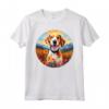 Simpatico Cucciolo di Cane Americano Foxhound Flower Mountain Tramonto Maglietta - Regalo Unico per Amanti dei Cani e della Natura