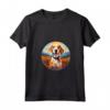 Simpatico Cucciolo di Cane Americano Foxhound Flower Mountain Tramonto Maglietta con Collo a V - Regalo per Amanti dei Cani e della Natura