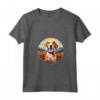 Simpatico Cucciolo di Cane Americano Foxhound Flower Mountain Tramonto Maglietta con Collo a V - Regalo per Amanti dei Cani e della Natura