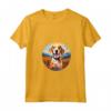 Simpatico Cucciolo di Cane Americano Foxhound Flower Mountain Tramonto Maglietta con Collo a V - Regalo per Amanti dei Cani e della Natura