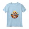 Simpatico Cucciolo di Cane Americano Foxhound Flower Mountain Tramonto Maglietta con Collo a V - Regalo per Amanti dei Cani e della Natura