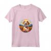 Simpatico Cucciolo di Cane Americano Foxhound Flower Mountain Tramonto Maglietta con Collo a V - Regalo per Amanti dei Cani e della Natura