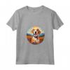 Simpatico Cucciolo di Cane Americano Foxhound Flower Mountain Tramonto Maglietta con Collo a V - Regalo per Amanti dei Cani e della Natura