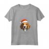 Design Semplice con Divertente Cane Foxhound Inglese Woofy Christmas Maglietta con Collo a V - Regalo Natale per Amanti dei Cani