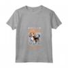 Donna Corridore e Foxhound Inglese - Maglietta con Collo a V per Amanti del Jogging - Slogan 'Miles of Smiles'