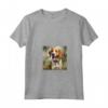 Foxhound Inglese Cane Giardino Fiori Pittura Mamma Papà Maglietta - Ideale Regalo per Proprietari di Cani - Collo a V e Taglio Classico
