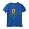 Magliette Grafiche del Gatto - Maglietta del Girasole del Gatto con Motivo Floreale - Ideale per Amanti dei Gatti
