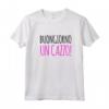 Donna Buongiorno Cazzo T Shirt Donna Frasi Divertenti simpatiche Maglia con Maniche Raglan - Idea Regalo Compleanno per Amanti dell'Ironia e dell'Humor