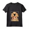 Donna Golden Retriever che mangia - Cane con una fetta di pizza Maglietta con Collo a V - Pizza Lover Golden Retriever - Ideale per amanti dei cani e della pizza