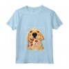 Donna Golden Retriever che mangia - Cane con una fetta di pizza Maglietta con Collo a V - Pizza Lover Golden Retriever - Ideale per amanti dei cani e della pizza