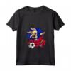Donna Divertente Dabbing Cane Haiti Calcio Bandiera Haitiana Sport Maglietta con Collo a V - Funny Dog Dabbing Soccer Design for Haiti Football Fans