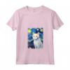 Khao Manee - Dipinto con Gatto Stellato, Motivo Mamma e Papà - Maglietta con Collo a V Leggera - Regalo Carino per Amanti dei Gatti - Ideale per Natale o Compleanno