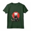Donna Samurai Gatto Giapponese Kawaii Ninja Khao Manee Cat Maglietta con Collo a V - Moda Ninja Kawaii per Appassionati di Cultura Giapponese