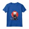 Donna Samurai Gatto Giapponese Kawaii Ninja Khao Manee Cat Maglietta con Collo a V - Moda Ninja Kawaii per Appassionati di Cultura Giapponese