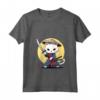 Donna Samurai Khao Manee Gatto Giapponese Kawaii Ninja Cat Maglietta con Collo a V - Design Vivido e Intricato - Ideale per Appassionati di Gatti e Cultura Giapponese
