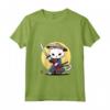 Donna Samurai Khao Manee Gatto Giapponese Kawaii Ninja Cat Maglietta con Collo a V - Design Vivido e Intricato - Ideale per Appassionati di Gatti e Cultura Giapponese