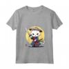 Donna Samurai Khao Manee Gatto Giapponese Kawaii Ninja Cat Maglietta con Collo a V - Design Vivido e Intricato - Ideale per Appassionati di Gatti e Cultura Giapponese