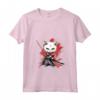 Donna Khao Manee - Gatto Samurai Kawaii - Maglietta con Collo a V per Appassionati di Gatti e Ninja