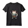 Donna Samurai Khao Manee Gatto Giapponese Kawaii Ninja Cat Maglietta con Collo a V - Design Vivido e Intricato per Appassionati di Gatti e Ninja