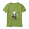 Donna Samurai Khao Manee Gatto Giapponese Kawaii Ninja Cat Maglietta con Collo a V - Design Vivido e Intricato per Appassionati di Gatti e Ninja