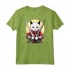 Samurai Gatto Giapponese Kawaii Ninja Khao Manee Cat Maglietta - Design Unico per Appassionati di Gatti e Cultura Giapponese