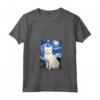 Khao Manee - Dipinto con Gatto Stellato, Motivo Mamma e Papà - Maglietta Collo a V per Amanti dei Gatti - Regalo Carino per Natale, Ringraziamento o Compleanno
