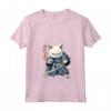 Donna Samurai Gatto Giapponese - Kawaii Ninja Khao Manee Cat Maglietta con Collo a V - Ideale per Appassionati di Gatti e Amanti della Cultura Giapponese