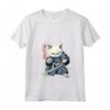 Donna Samurai Gatto Giapponese - Kawaii Ninja Khao Manee Cat Maglietta con Collo a V - Ideale per Appassionati di Gatti e Amanti della Cultura Giapponese