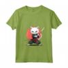 Donna Khao Manee - Gatto Samurai Kawaii - Maglietta con Collo a V per Appassionati di Gatti e Ninja