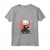 Donna Khao Manee - Gatto Samurai Kawaii - Maglietta con Collo a V per Appassionati di Gatti e Ninja