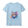 Donna Colorato Splash Art LaPerm Cat Face Maglietta con Collo a V - Design Gatto LaPerm - Ideale per Amanti dei Gatti