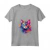 Donna Splash Art LaPerm - Faccia di Gatto Colorata Maglietta - Ideale per Amanti dei Gatti LaPerm e Appassionati d'Arte