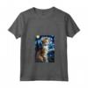 Donna Laperm Cat Notte Stellata - Maglietta con Collo a V per Amanti dei Gatti - Regalo Carino per Natale o Compleanni