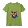 Donna LaPerm - Decorazione colorata con Muso di Gatto Maglietta con Collo a V - Design Colorato Gatto LaPerm Splash Art per Amanti dei Gatti