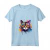 Donna LaPerm - Decorazione colorata con Muso di Gatto Maglietta con Collo a V - Design Colorato Gatto LaPerm Splash Art per Amanti dei Gatti