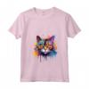 Donna LaPerm - Decorazione colorata con Muso di Gatto Maglietta con Collo a V - Design Colorato Gatto LaPerm Splash Art per Amanti dei Gatti