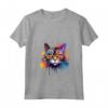 Donna LaPerm - Decorazione colorata con Muso di Gatto Maglietta con Collo a V - Design Colorato Gatto LaPerm Splash Art per Amanti dei Gatti