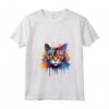 Donna LaPerm - Decorazione colorata con Muso di Gatto Maglietta con Collo a V - Design Colorato Gatto LaPerm Splash Art per Amanti dei Gatti