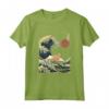 Divertente animale da surf a forma di gatto Laperm Kanagawa Wave Maglietta - Regalo per Proprietari di Gatti - Ideale per Compleanni o San Valentino