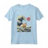Divertente Animale da Surf a Forma di Gatto Laperm Kanagawa Wave Maglietta - Regalo Unico per Proprietari di Gatti - Arte Giapponese