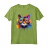 LaPerm Cat Face Colorful Splash Art - Maglietta con Gatto LaPerm - Design Gattino Vivace e Colorato