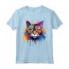 LaPerm Cat Face Colorful Splash Art - Maglietta con Gatto LaPerm - Design Gattino Vivace e Colorato