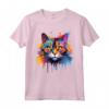 LaPerm Cat Face Colorful Splash Art - Maglietta con Gatto LaPerm - Design Gattino Vivace e Colorato
